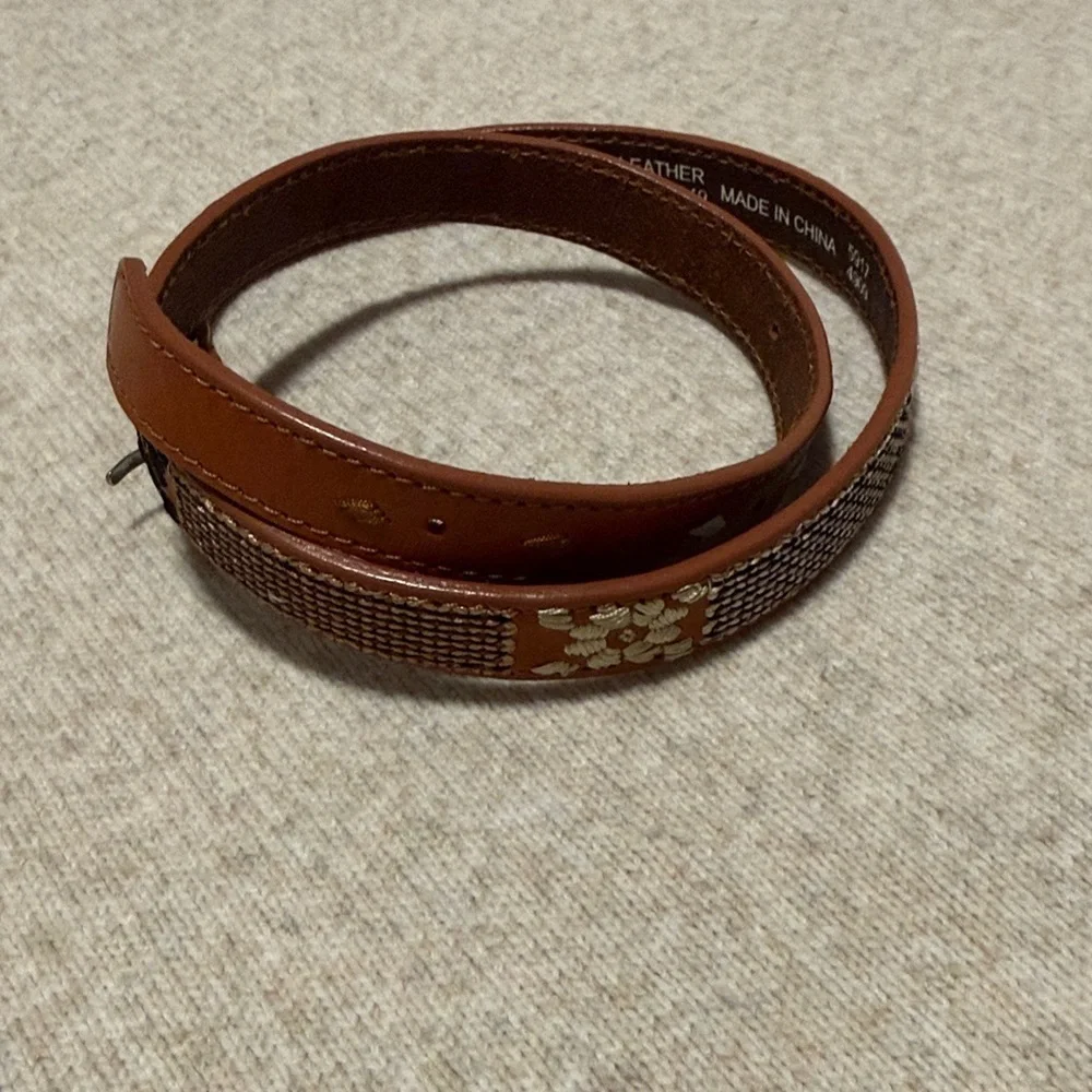 Topshop Tan Leather Belt with Silver Buckle